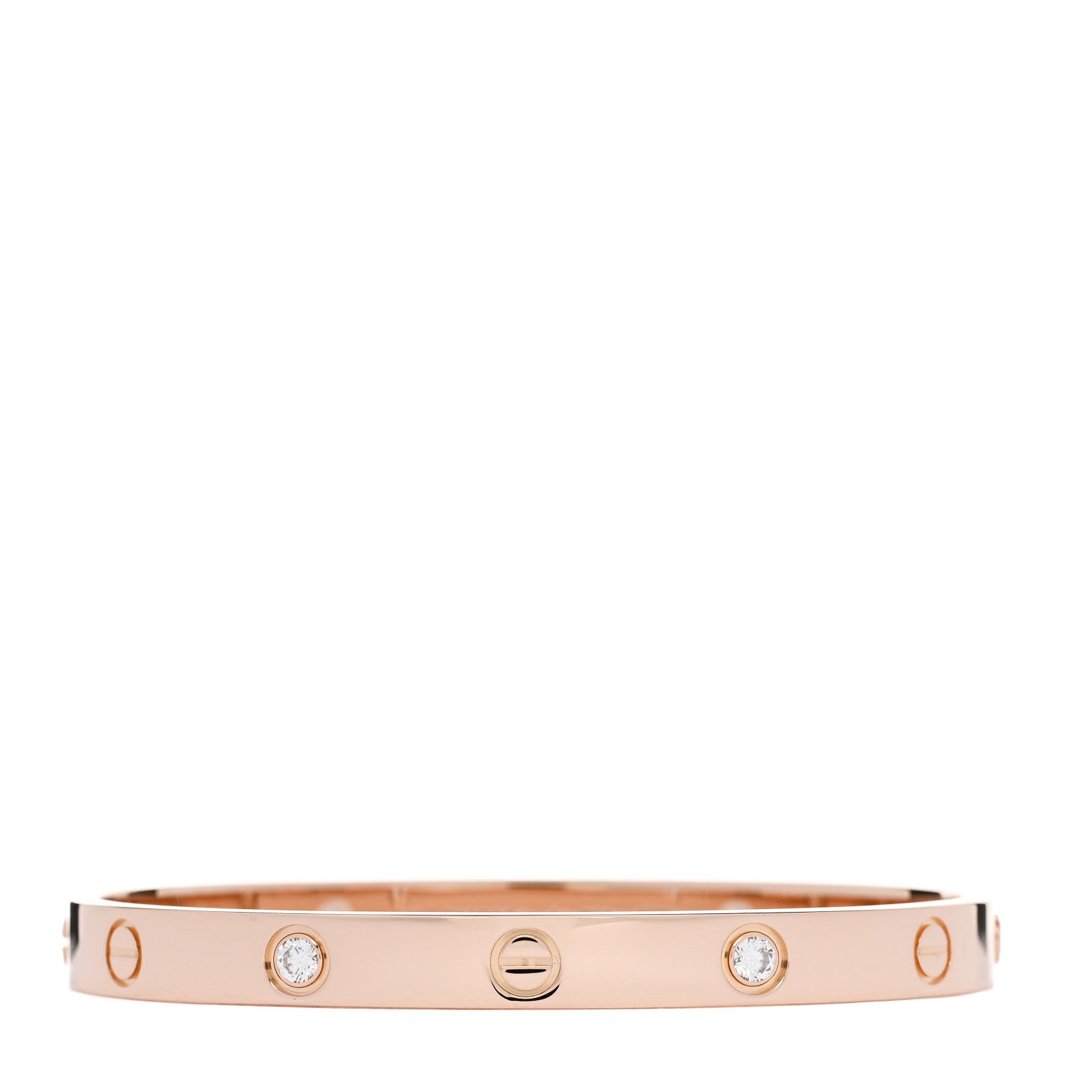 Cartier 18K Pink Gold 4 Diamond LOVE Bracelet 17 1 of 7