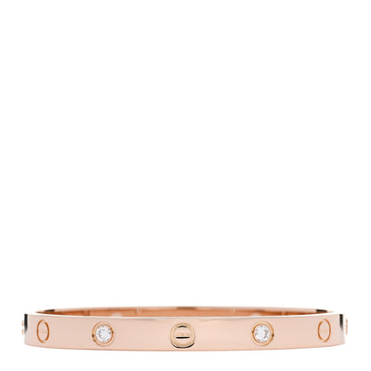Cartier 18K Pink Gold 4 Diamond LOVE Bracelet 17 1 of 7