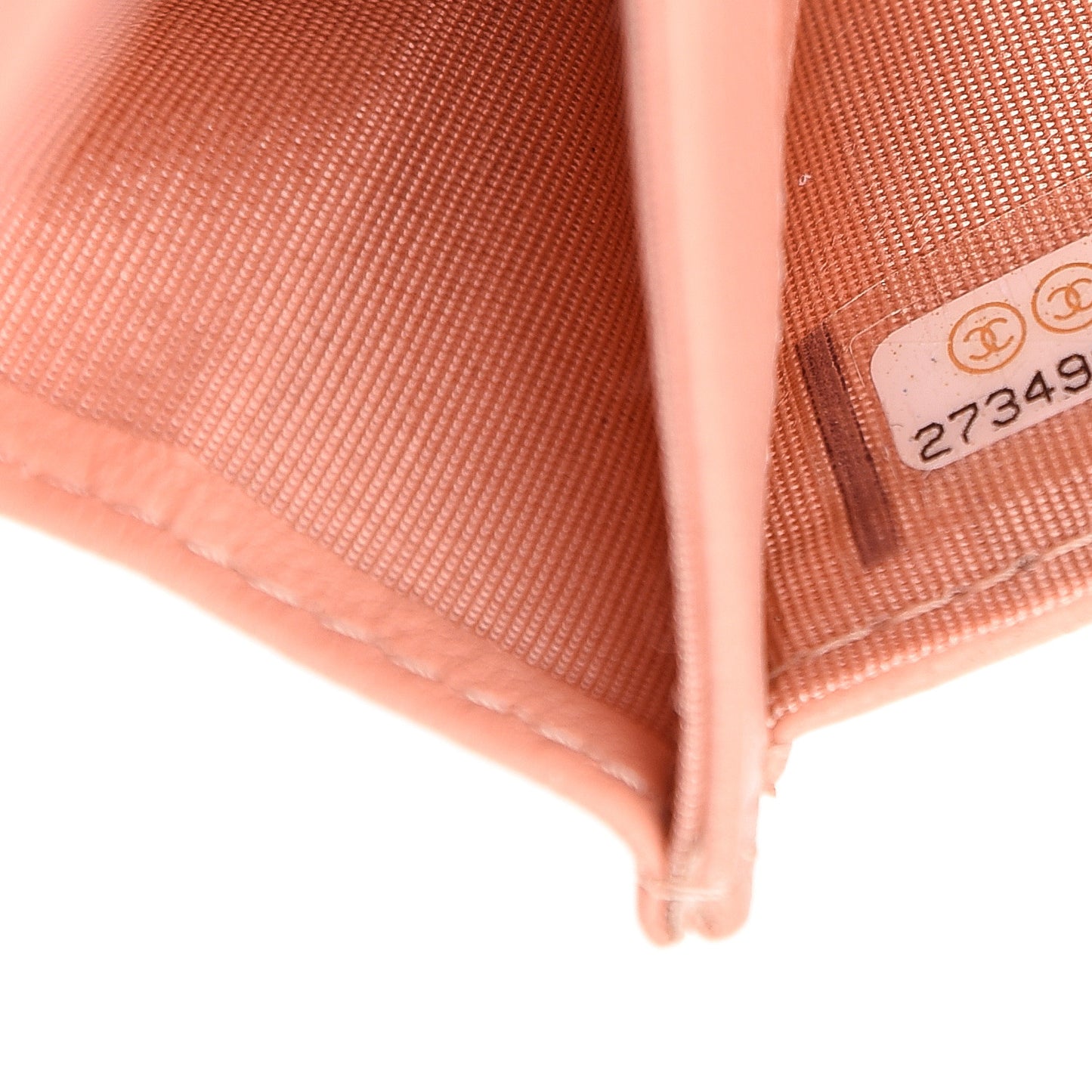 Goatskin Camellia Embossed Card Holder Wallet Light Pink