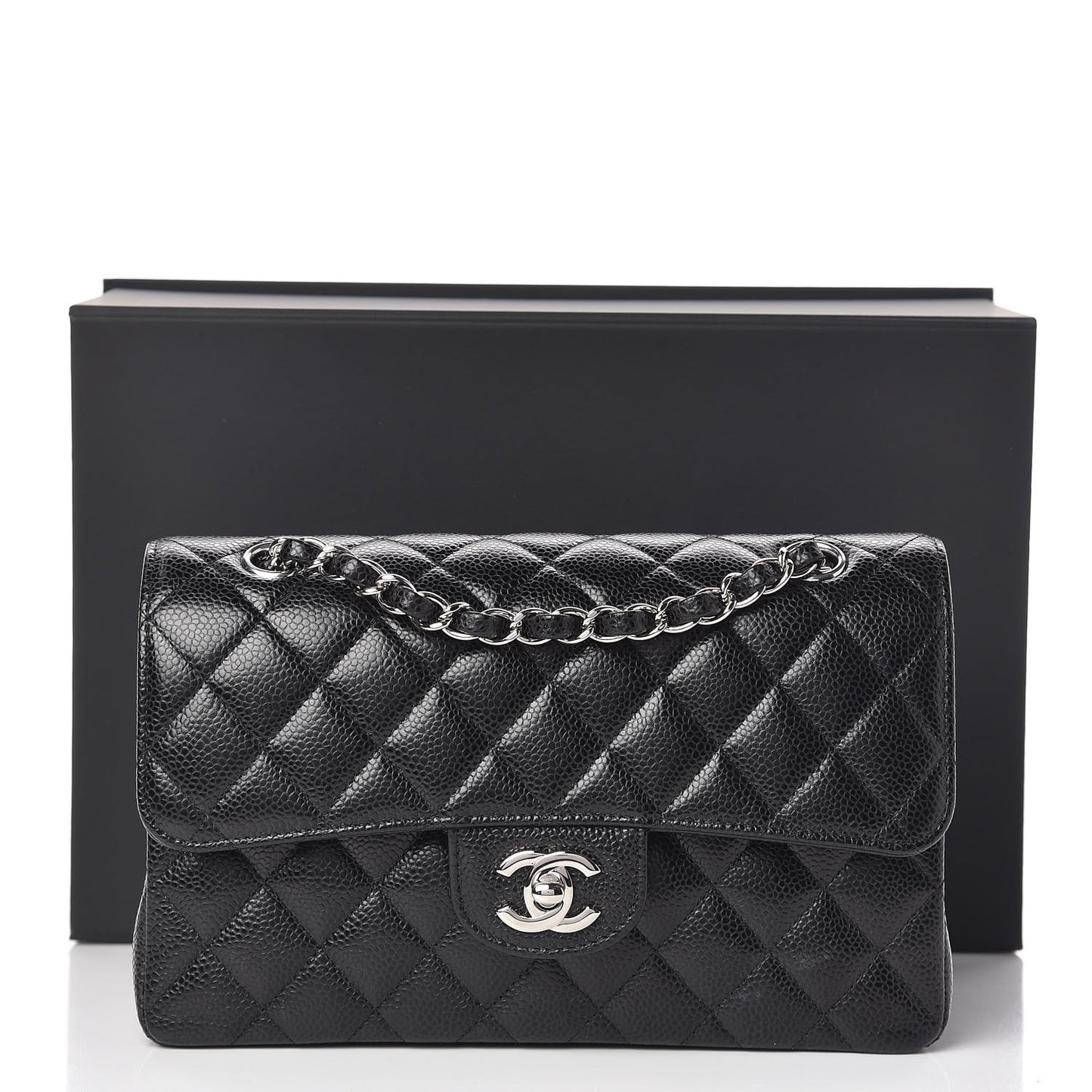 Caviar Quilted Small Double Flap Black