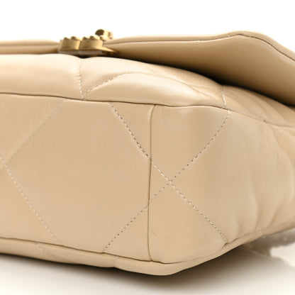 Chanel Shiny Goatskin Quilted Medium Chanel 19 Flap Beige 10 of 10