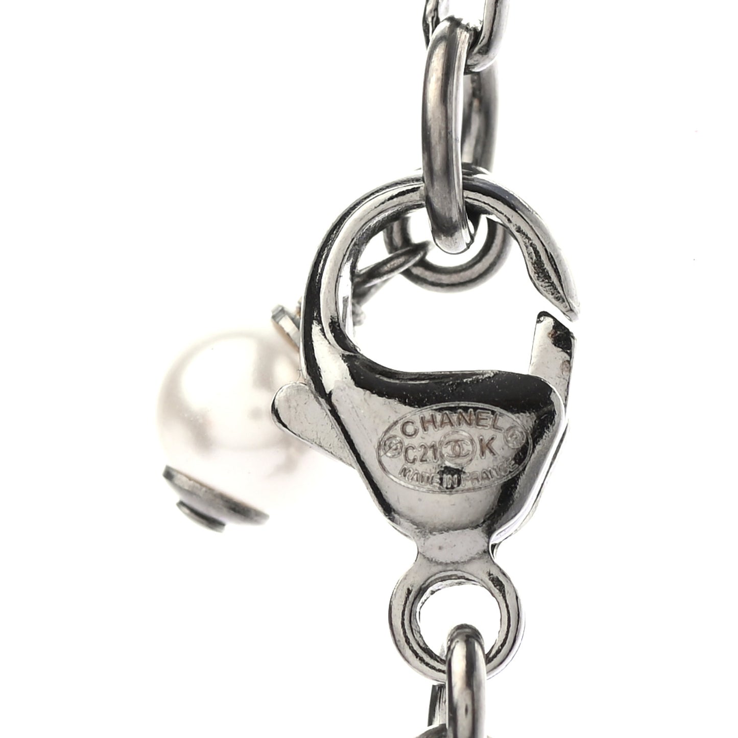 Crystal CC Pendant Necklace Silver