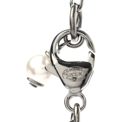 Chanel Crystal CC Pendant Necklace Silver 5 of 5