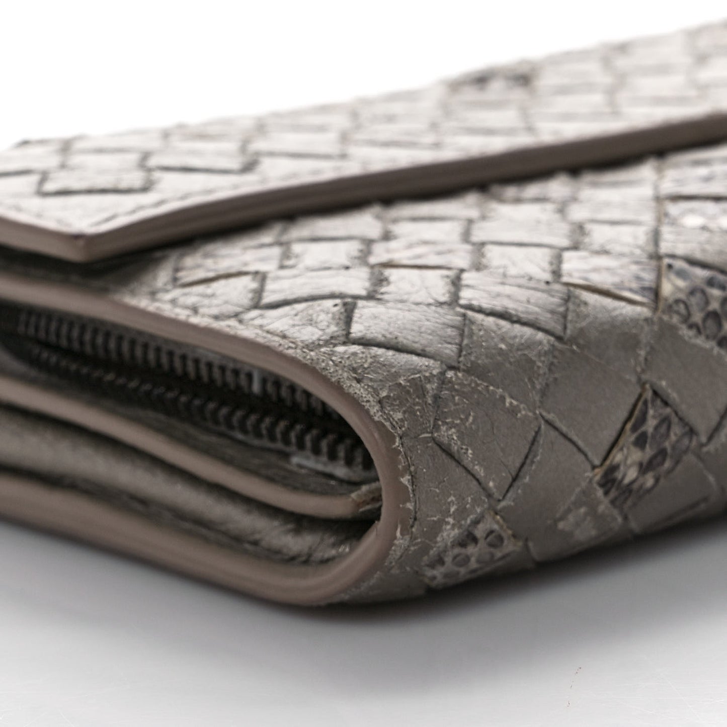 Metallic Nappa Intrecciato Ayers Continental Wallet Petale