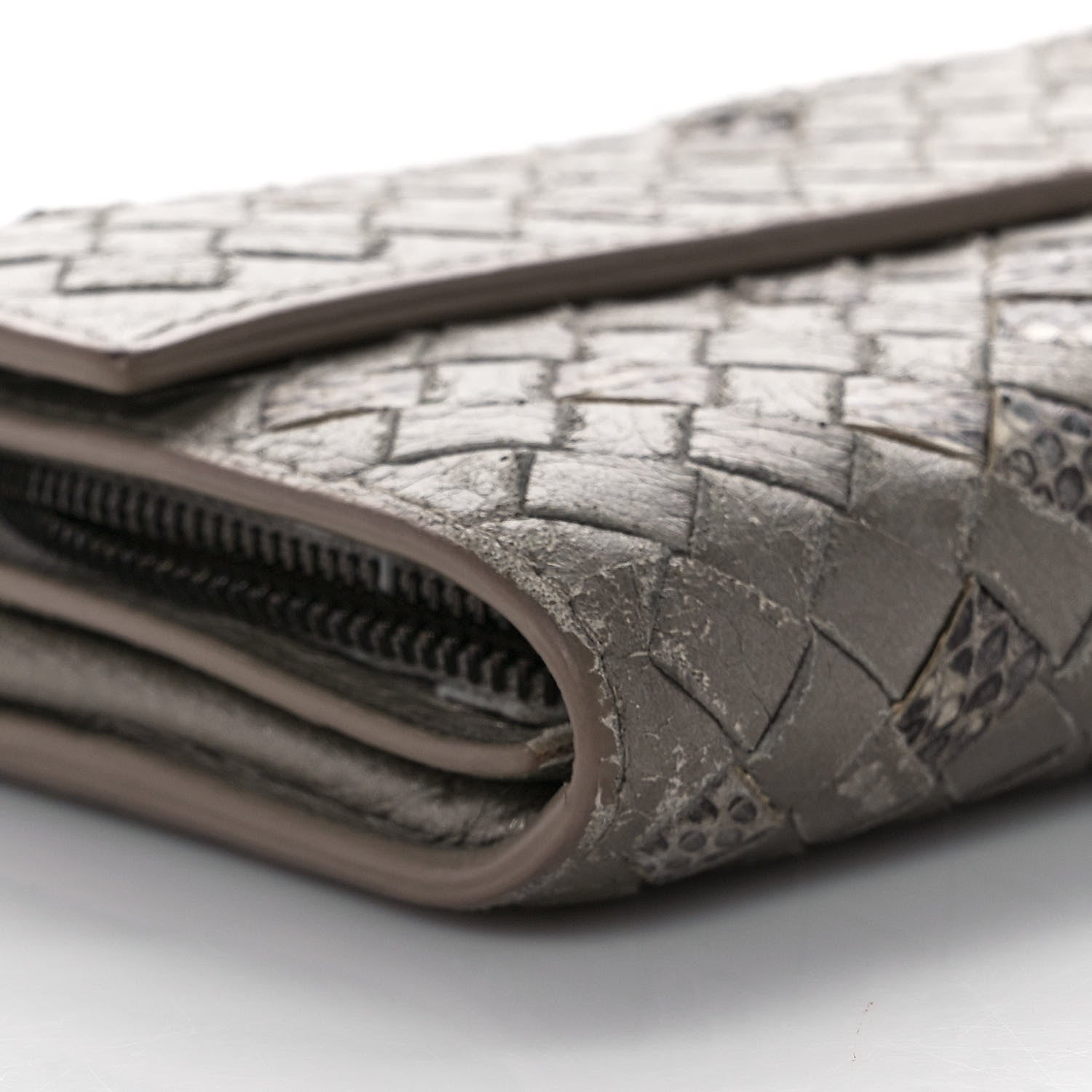 Bottega Veneta Metallic Nappa Intrecciato Ayers Continental Wallet Petale 8 of 9