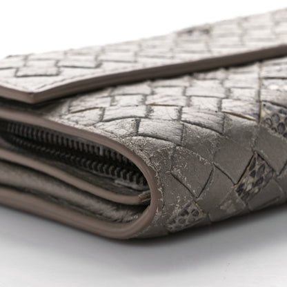 Bottega Veneta Metallic Nappa Intrecciato Ayers Continental Wallet Petale 8 of 9