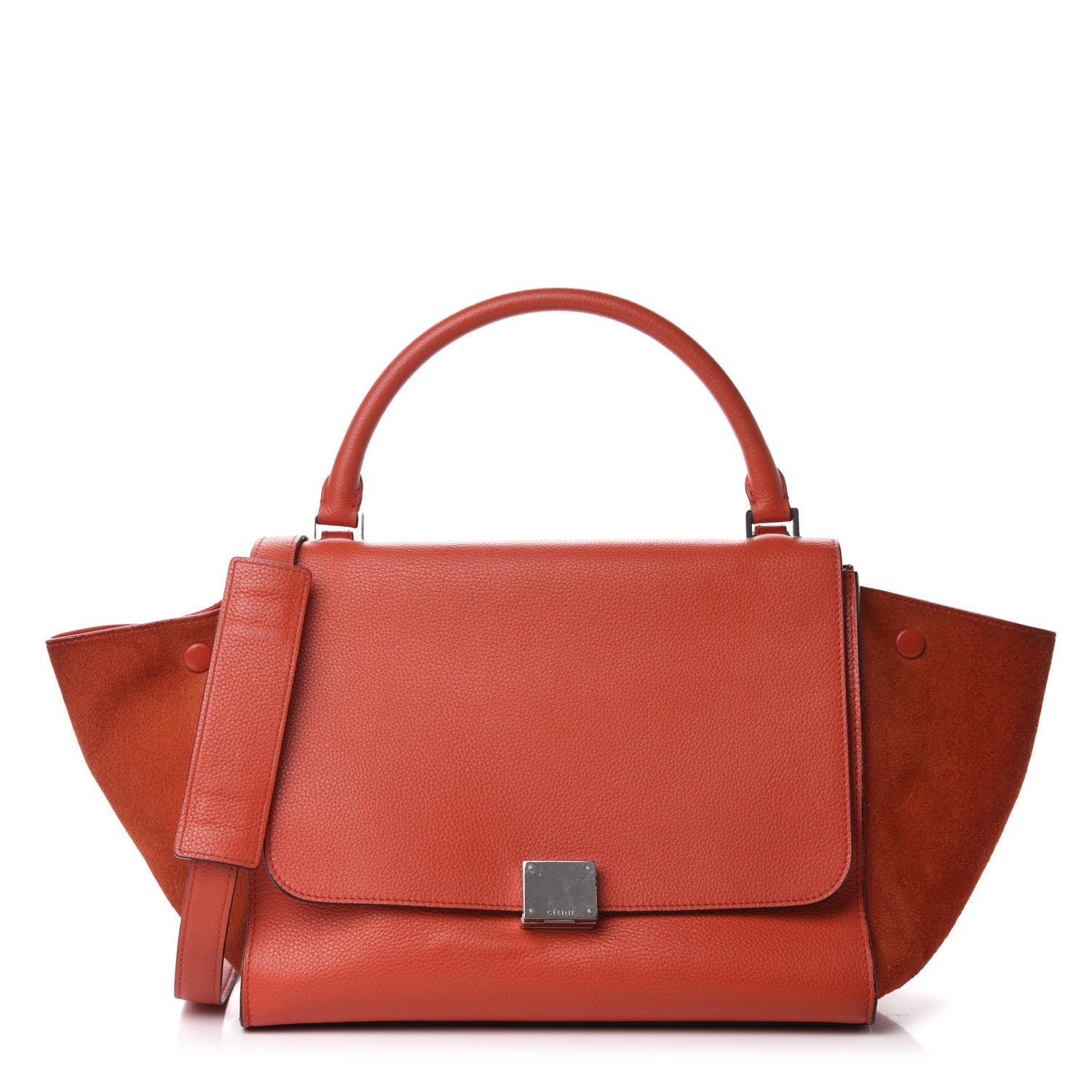 Celine Drummed Calfskin Suede Medium Trapeze Coquelicot 1 of 11