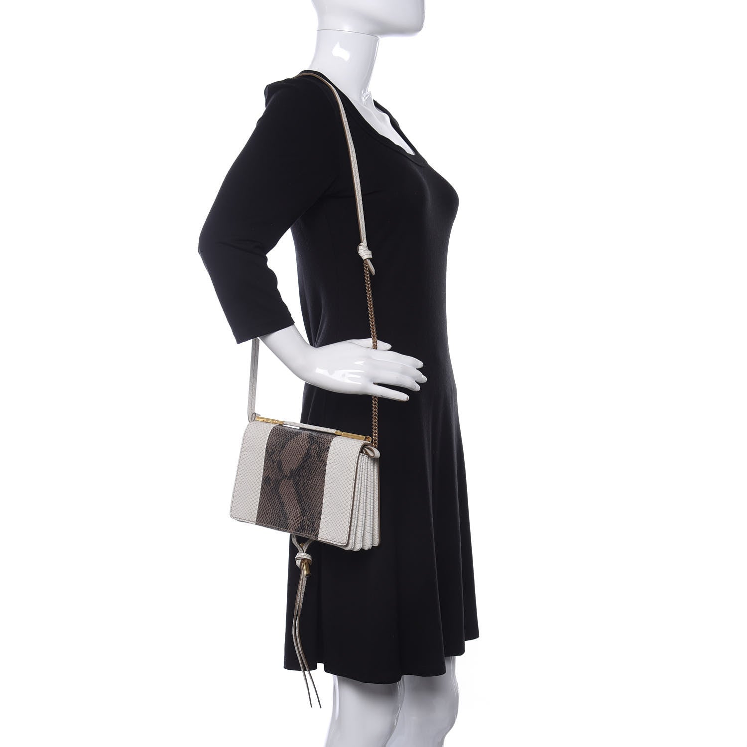 Stella McCartney Alter Snake Embossed Small Flo Shoulder Bag Ivory 2 of 10