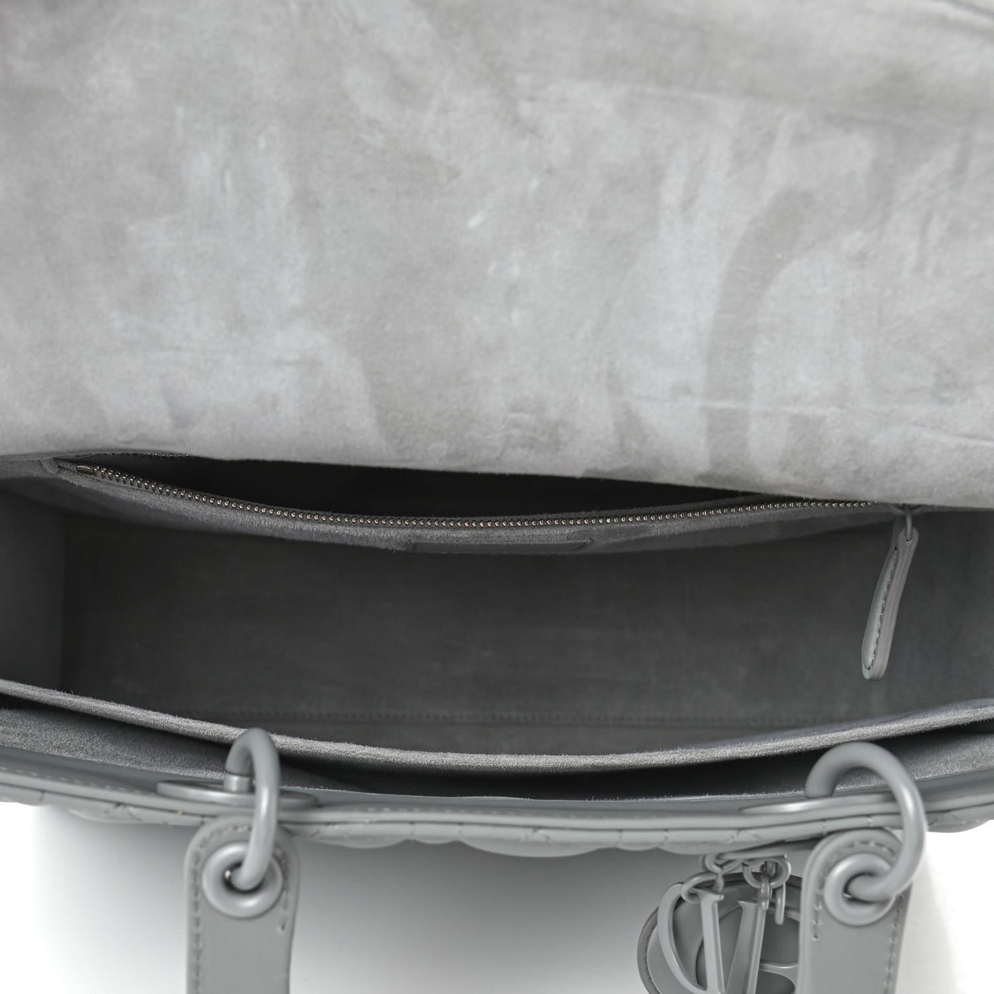 Ultra Matte Calfskin Cannage Large Lady Dior Grey Stone