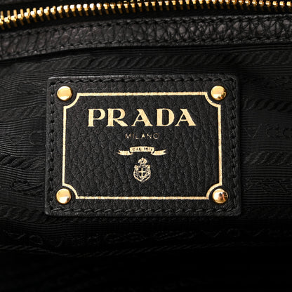 Prada Vitello Daino Side Zip Tote Black 6 of 12