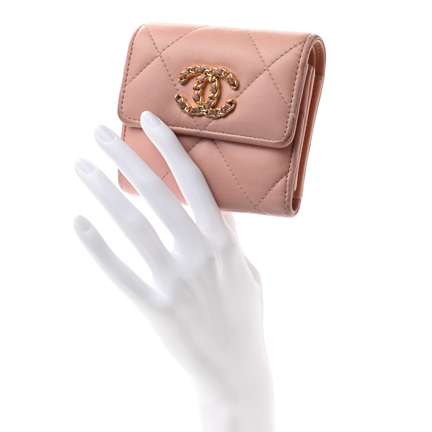 Chanel Quilted Chanel 19 Small Flap Wallet Beige 2 of 19