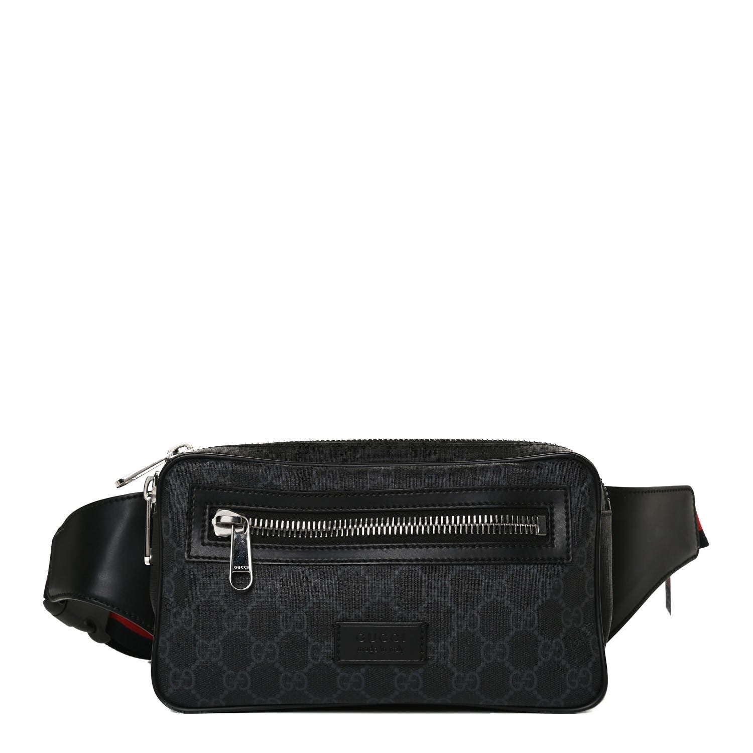 Gucci Soft GG Supreme Monogram Web Belt Bag Black Grey 1 of 35