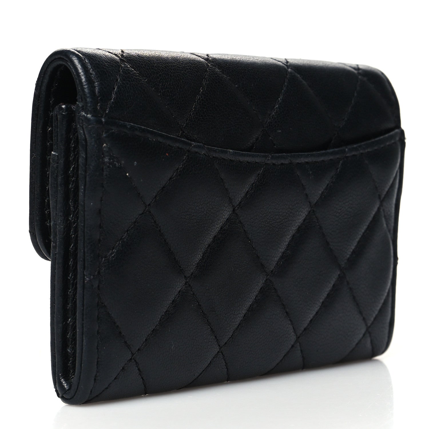 Chanel Lambskin Quilted Flap Card Holder Wallet Black 3 of 12