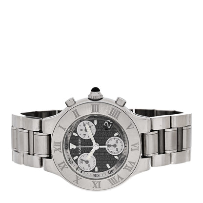 Cartier Stainless Steel 38mm Must de 21 Chronoscaph Quartz Watch Black 2 of 4