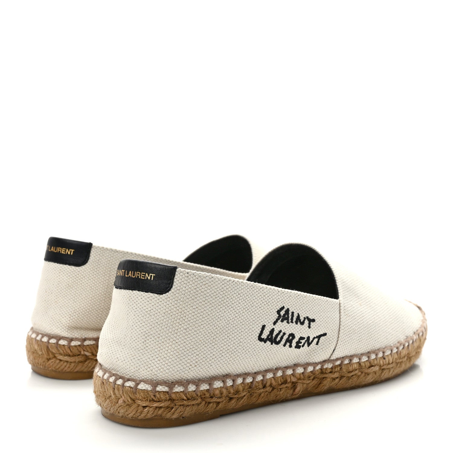 Saint Laurent Canvas Nappa Elba Light Logo Embroidered Espadrilles 38.5 Ecru 4 of 9