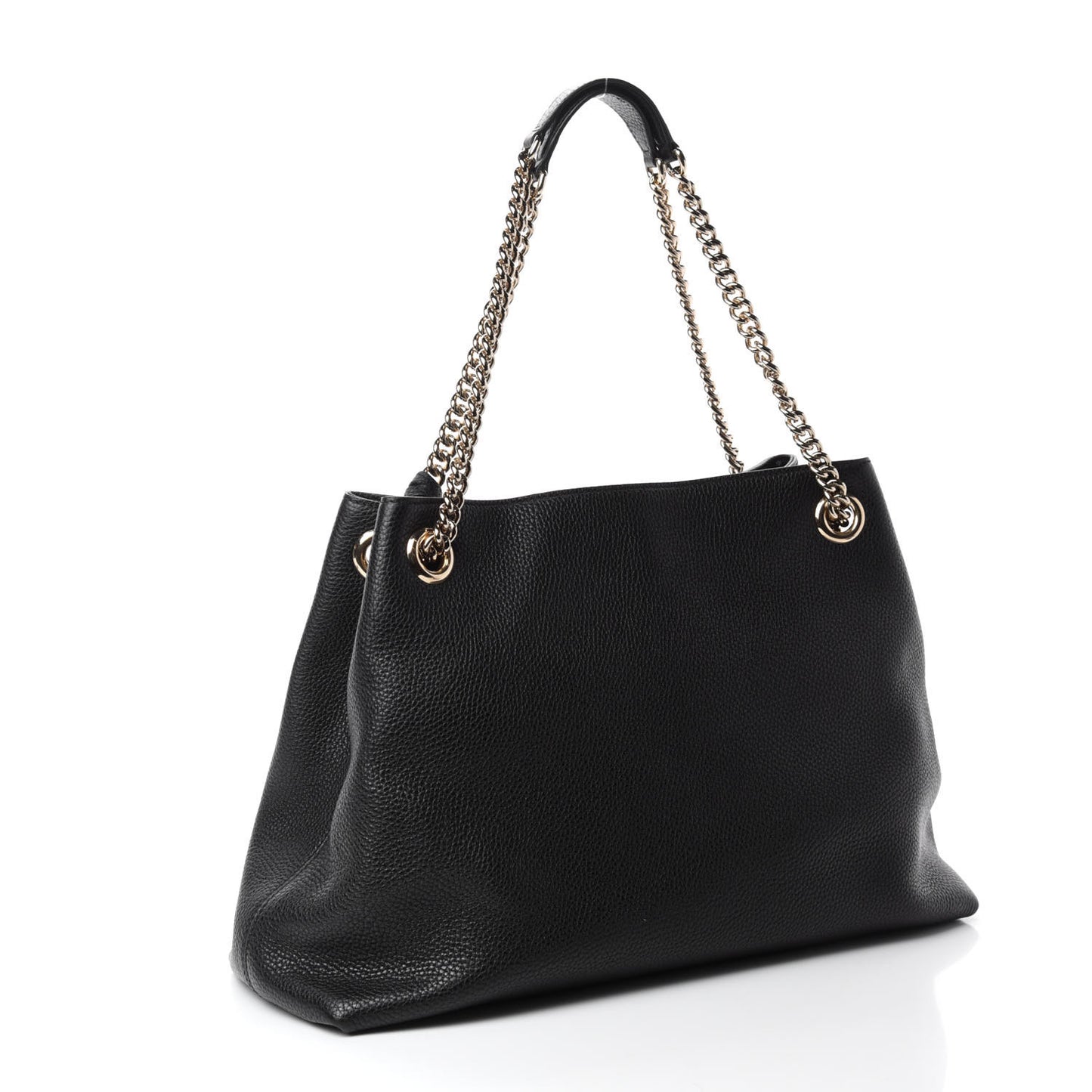 Pebbled Calfskin Medium Soho Chain Shoulder Bag Black