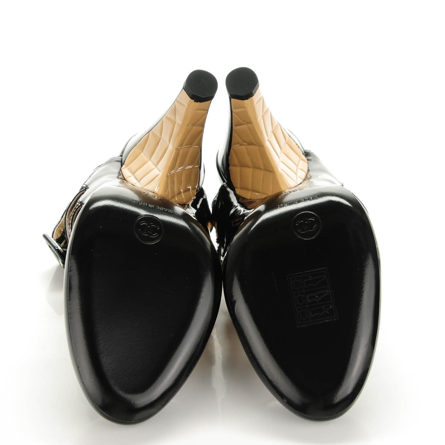 Patent Calfskin Quilted Pumps 36.5 Black Beige