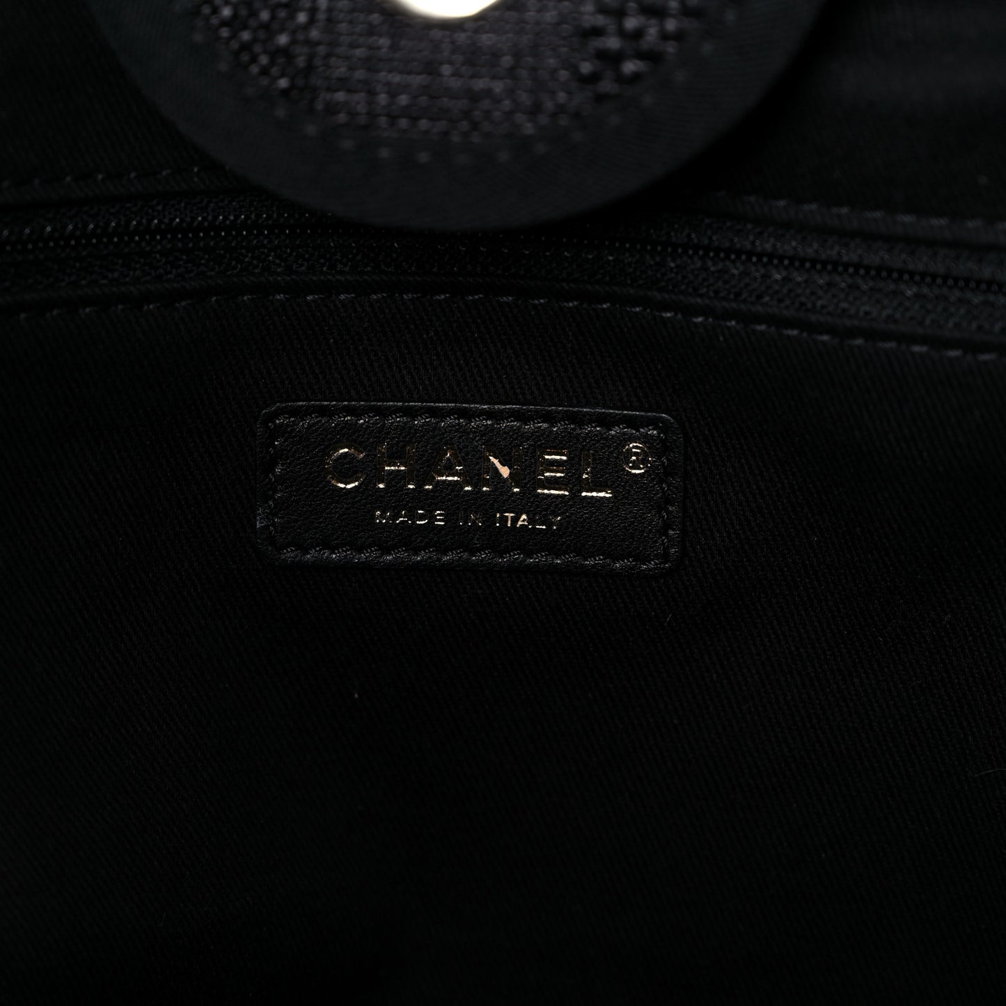 Mixed Fibers Calfskin Striped Medium Deauville Tote Black