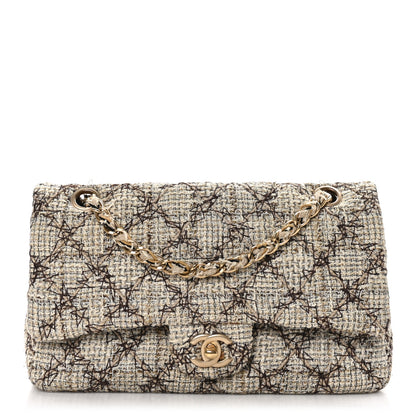 Chanel Metallic Tweed Quilted Medium Single Flap Beige Multicolor 1 of 12