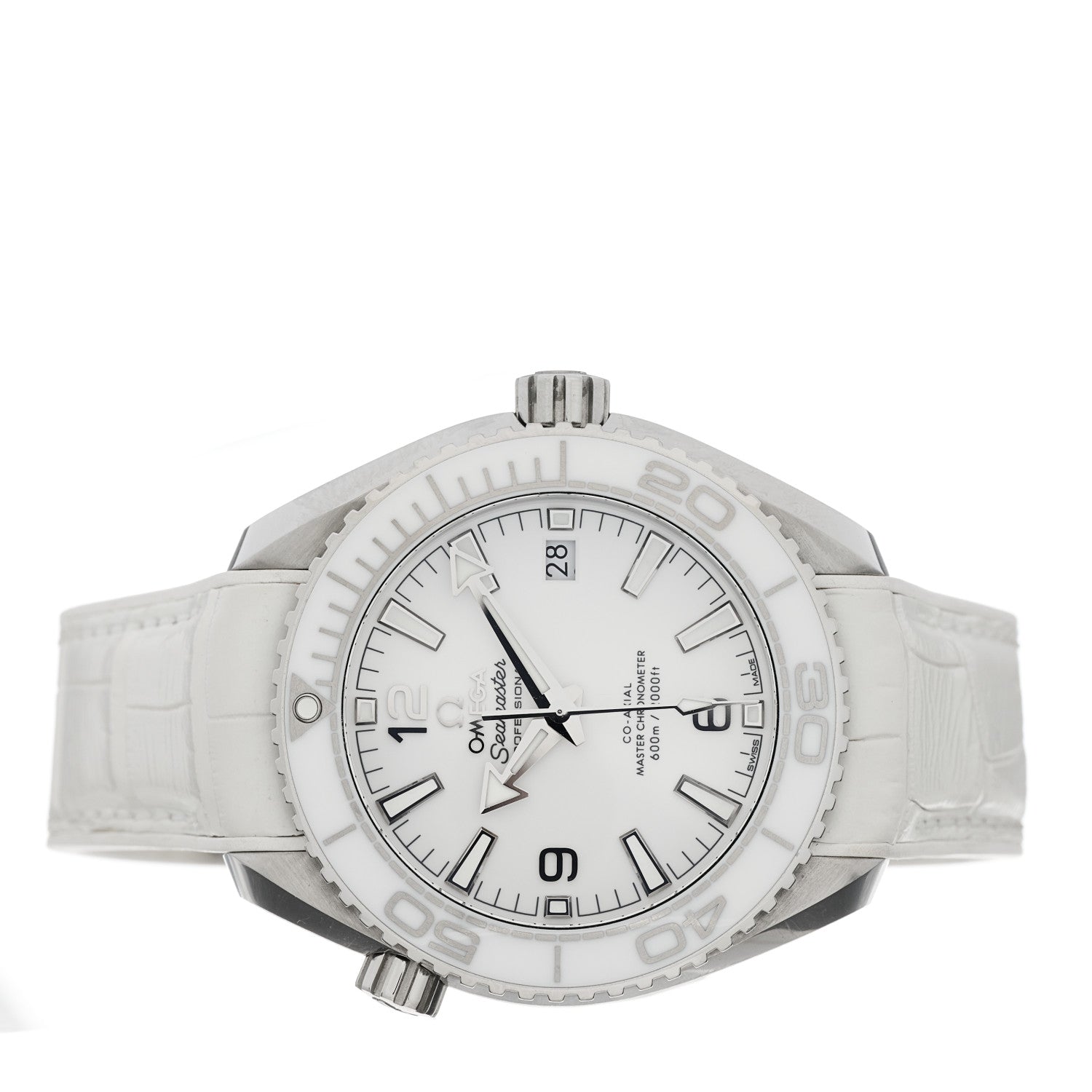 Omega Stainless Steel Alligator 39.5mm Seamaster Planet Ocean Co-Axial Automatic Watch White 215.33.40.20.04.001 2 of 4