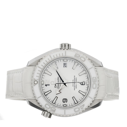 Omega Stainless Steel Alligator 39.5mm Seamaster Planet Ocean Co-Axial Automatic Watch White 215.33.40.20.04.001 2 of 4