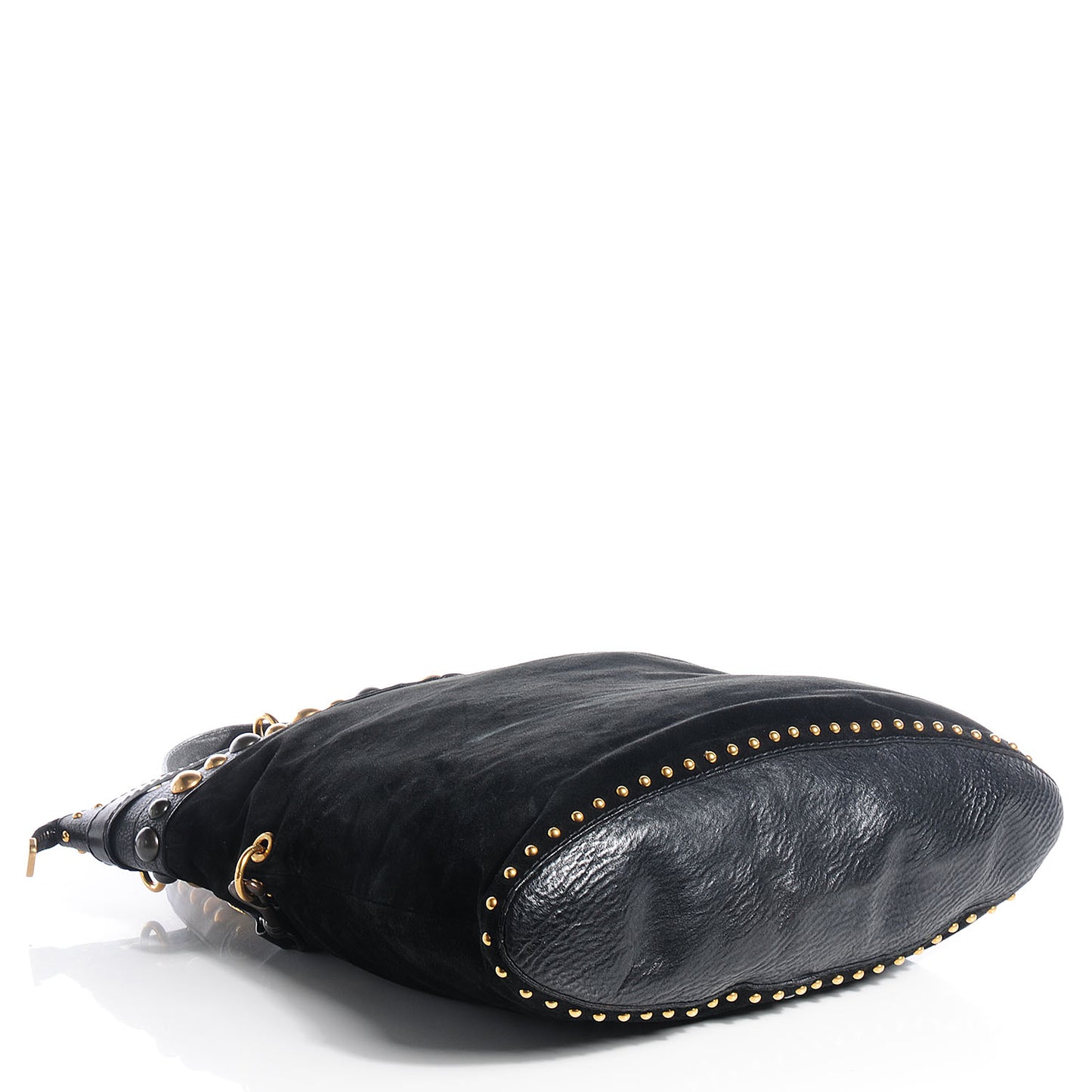 Suede Leather Large Babouska Shoulder Tote Black