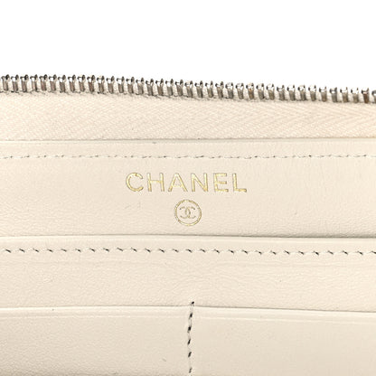 Chanel Caviar Quilted Large Gusset Zip Around Wallet White 7 of 20
