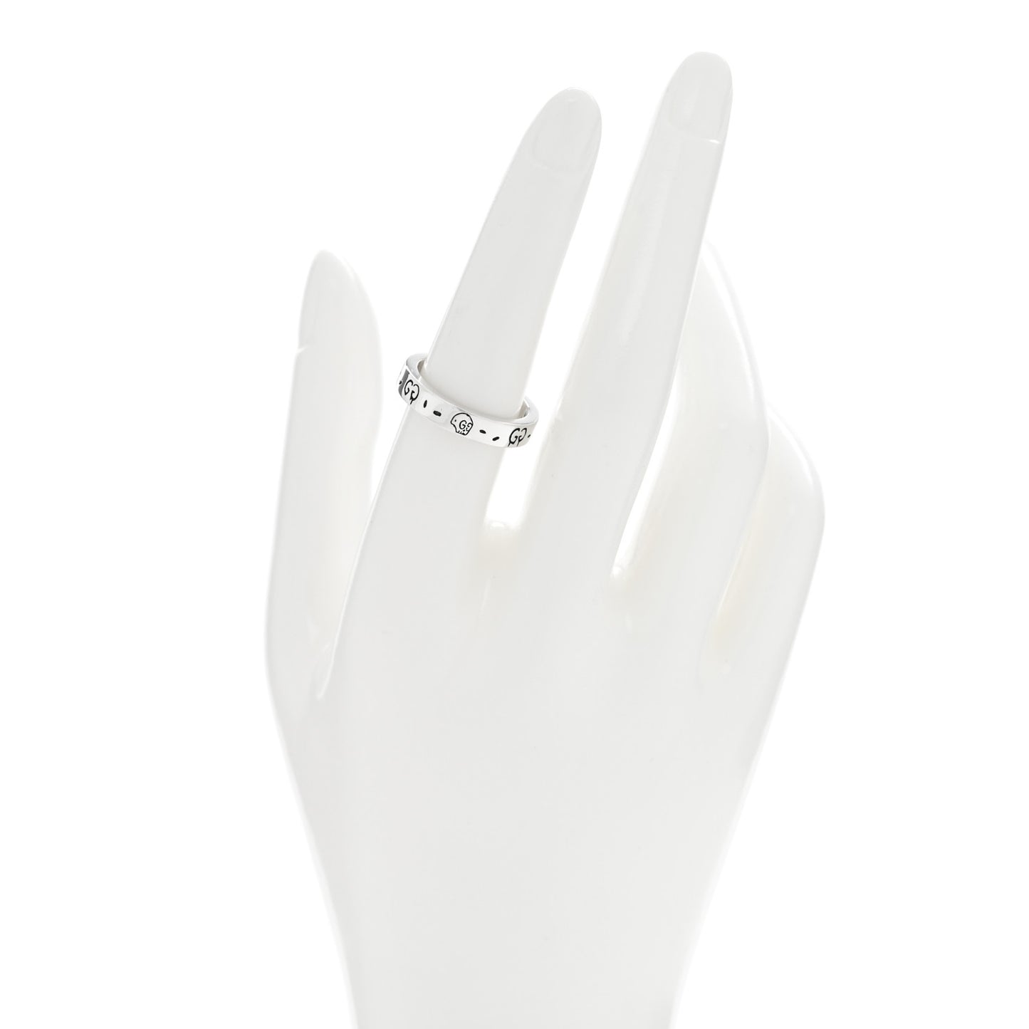 Sterling Silver Narrow GucciGhost Hamlet Skull Ring 55 7.25