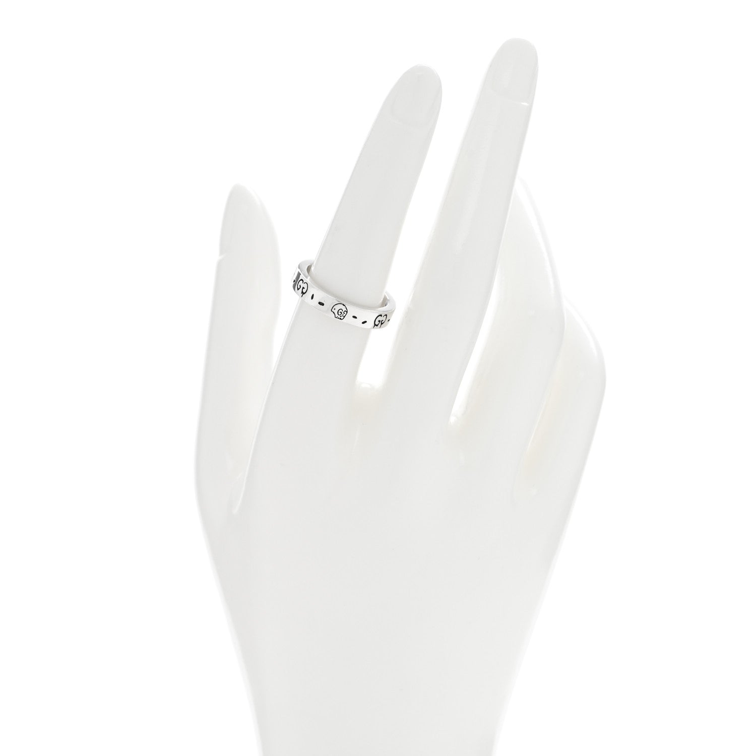 Gucci Sterling Silver Narrow GucciGhost Hamlet Skull Ring 55 7.25 2 of 5