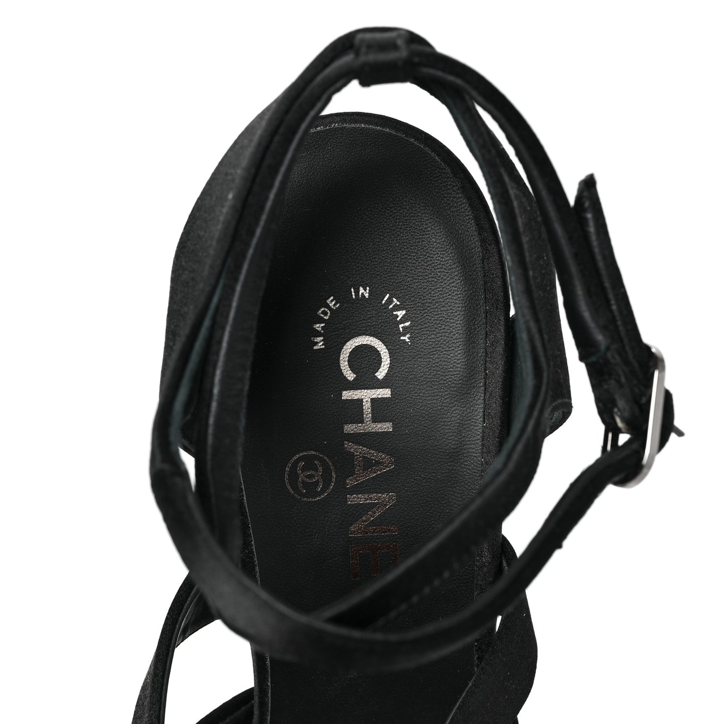 Satin Crystal Snake Sandals 40.5 Black