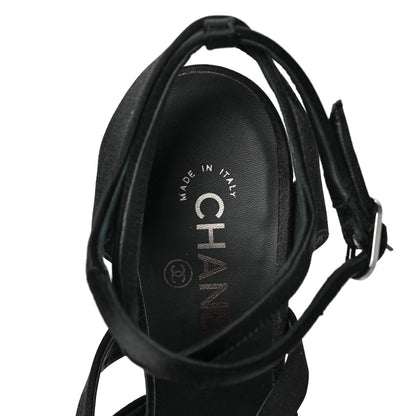 Chanel Satin Crystal Snake Sandals 40.5 Black 7 of 7