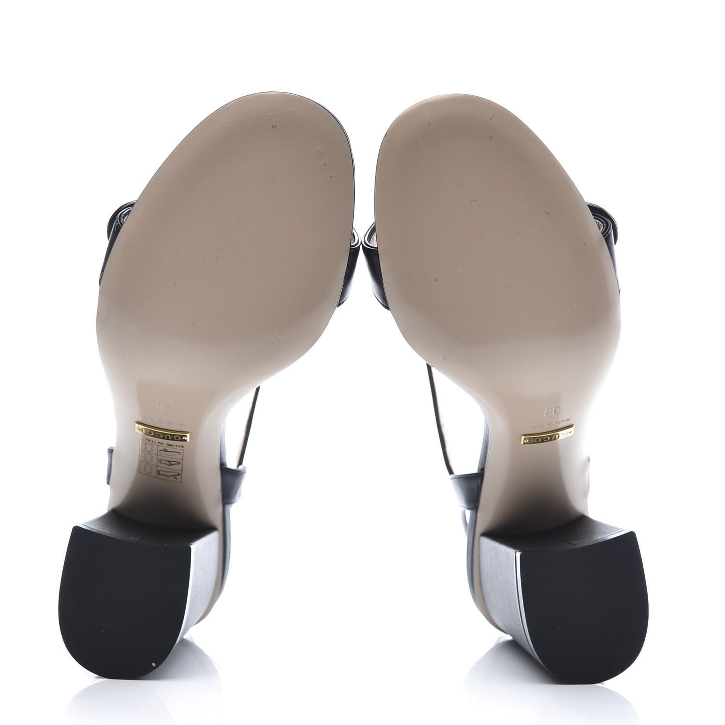 Lifford Calfskin GG Marmont Ankle Wrap 75mm Sandals 38 Black