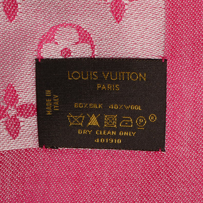 Louis Vuitton Silk Wool Monogram Denim Shawl Pivoine 5 of 5