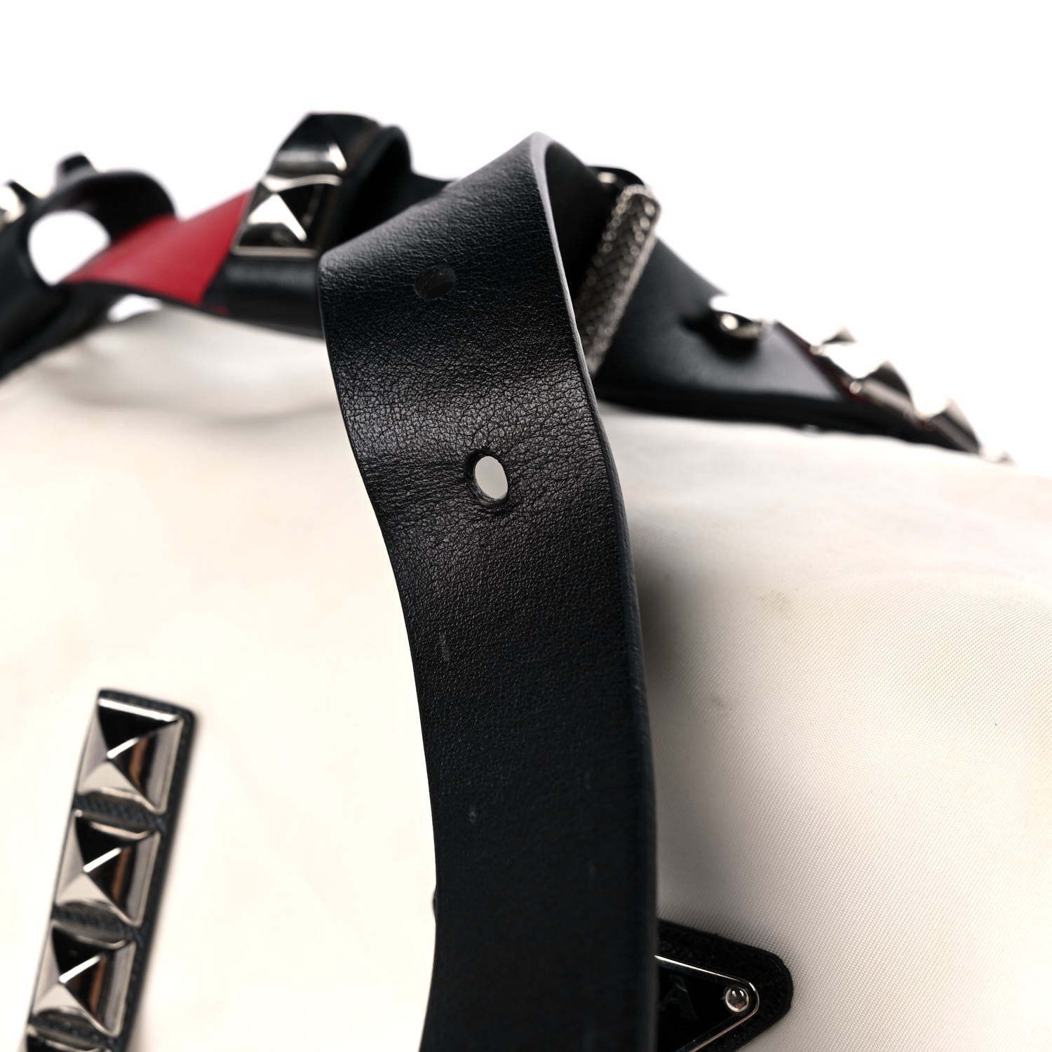 Prada Nylon New Vela Studded Messenger White Fuoco 17 of 20