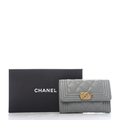 Chanel Caviar Quilted Boy Flap Card Holder Grey 7 of 7