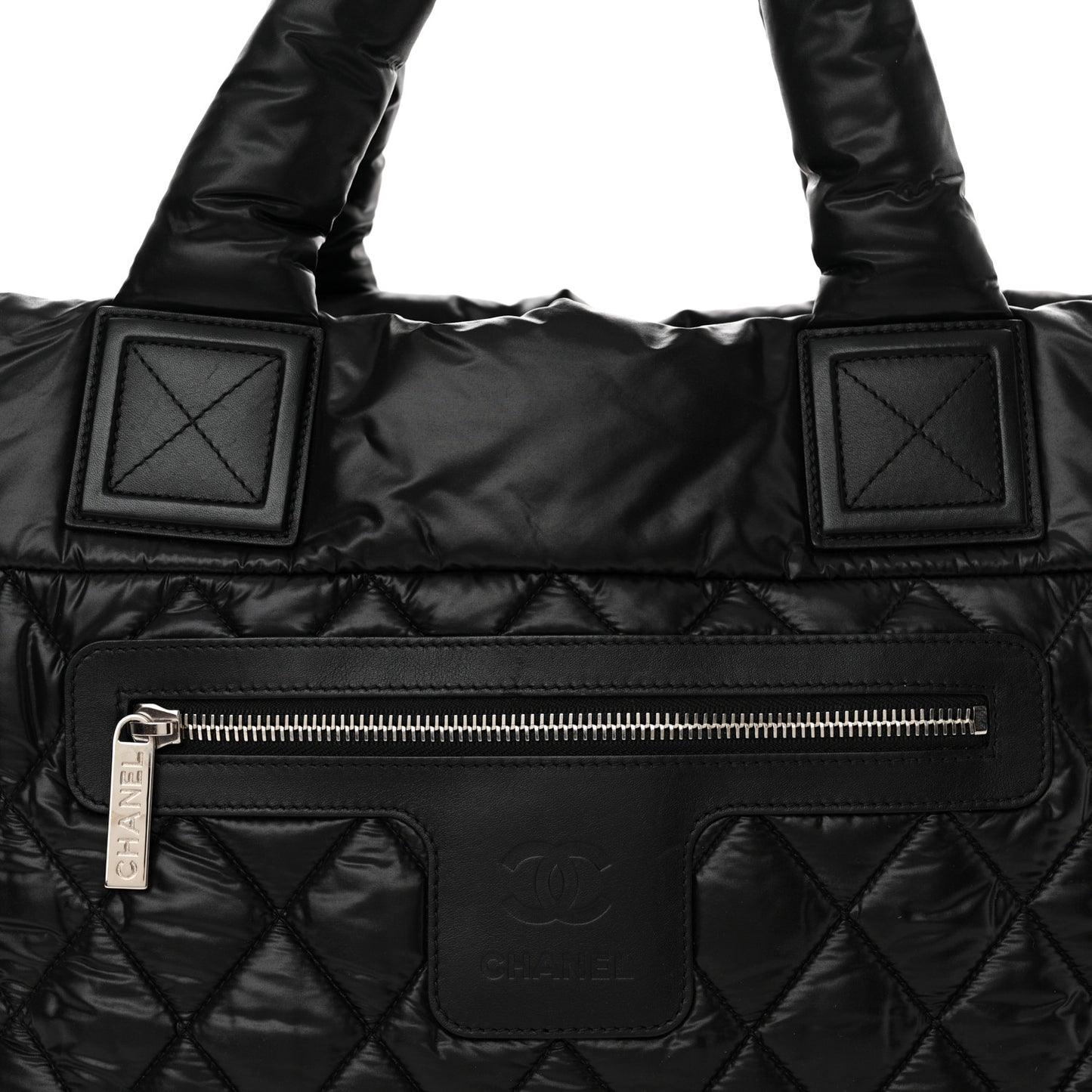 Nylon Quilted Coco Cocoon Medium Reversible Tote Black Red