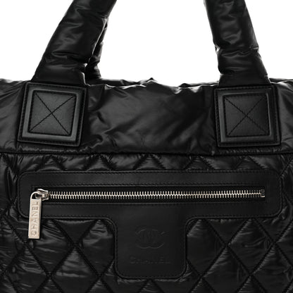 Chanel Nylon Quilted Coco Cocoon Medium Reversible Tote Black Red 8 of 10