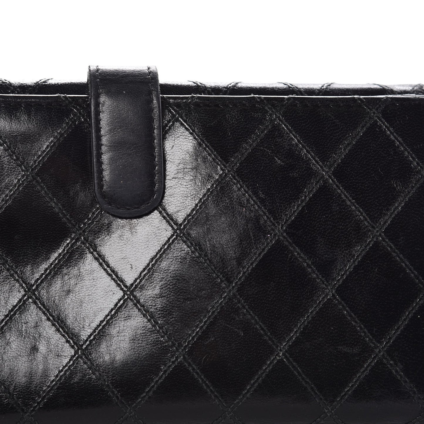 Lambskin Diamond Stitched Flap Wallet Black