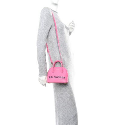 Balenciaga Signature Grained Calfskin Logo XXS Ville Top Handle Bag Rose Bubblegum Black 2 of 10