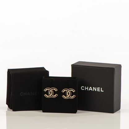 Chanel Enamel CC Baroque Earrings Black Gold 3 of 5