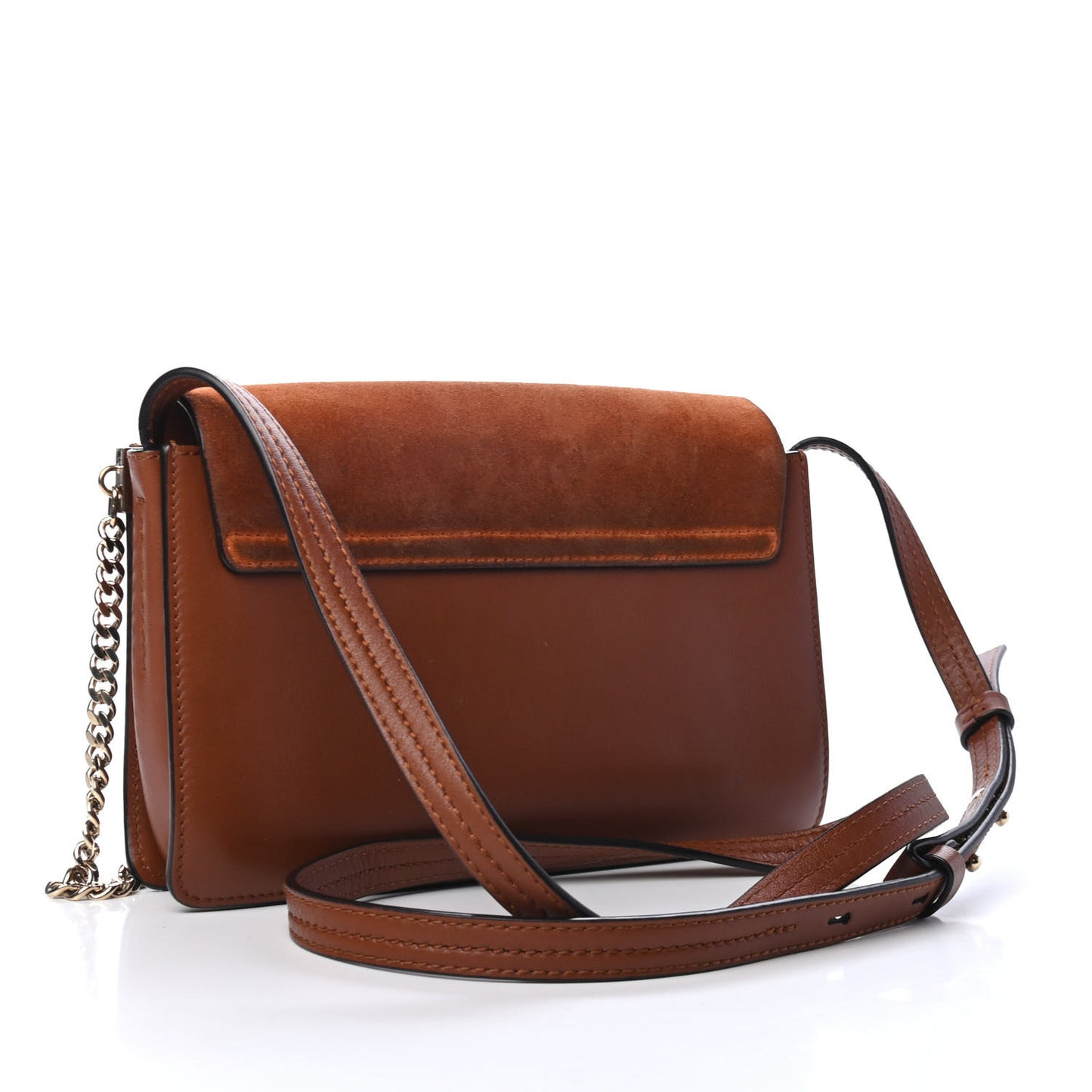 Suede Calfskin Small Faye Shoulder Bag Tobacco