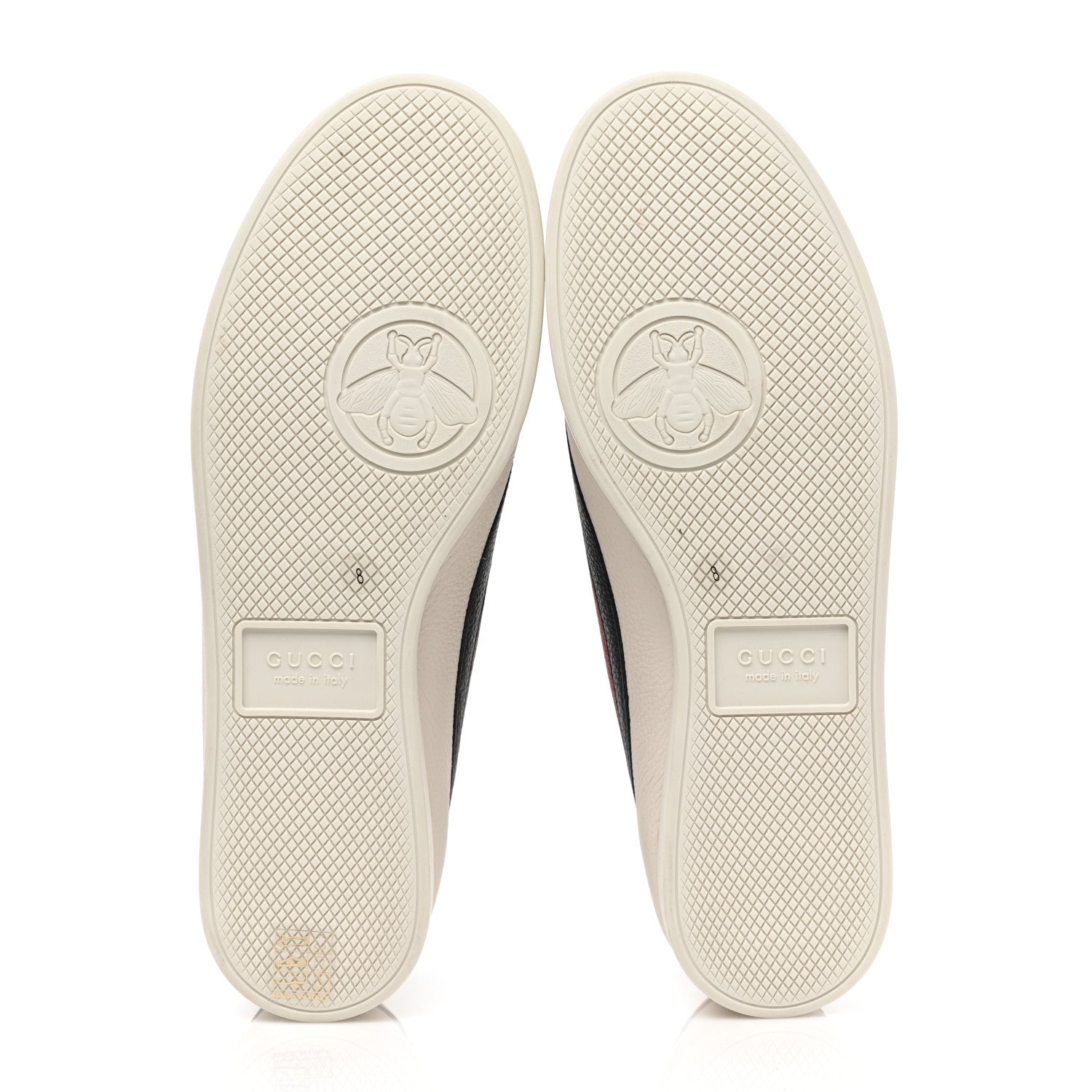 Gucci Calfskin Mens Web Falacer Sneakers 8 White Blue 6 of 10