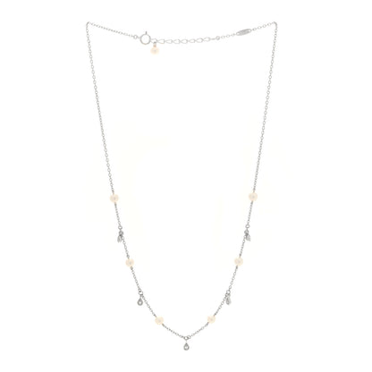 Mikimoto 18K White Gold Diamond Akoya Cultured Pearl 4.5-5mm Teardrop Necklace 3 of 4