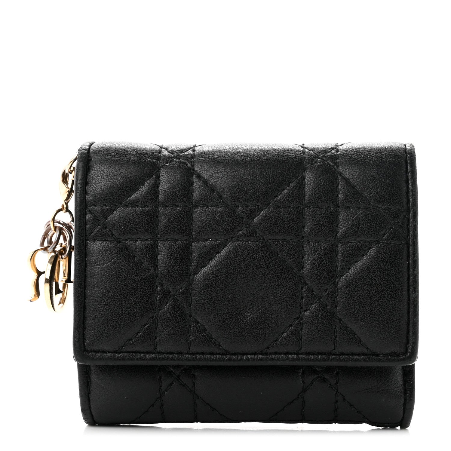 Christian Dior Lambskin Cannage Lady Dior Lotus Wallet Black 1 of 6