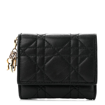 Christian Dior Lambskin Cannage Lady Dior Lotus Wallet Black 1 of 6