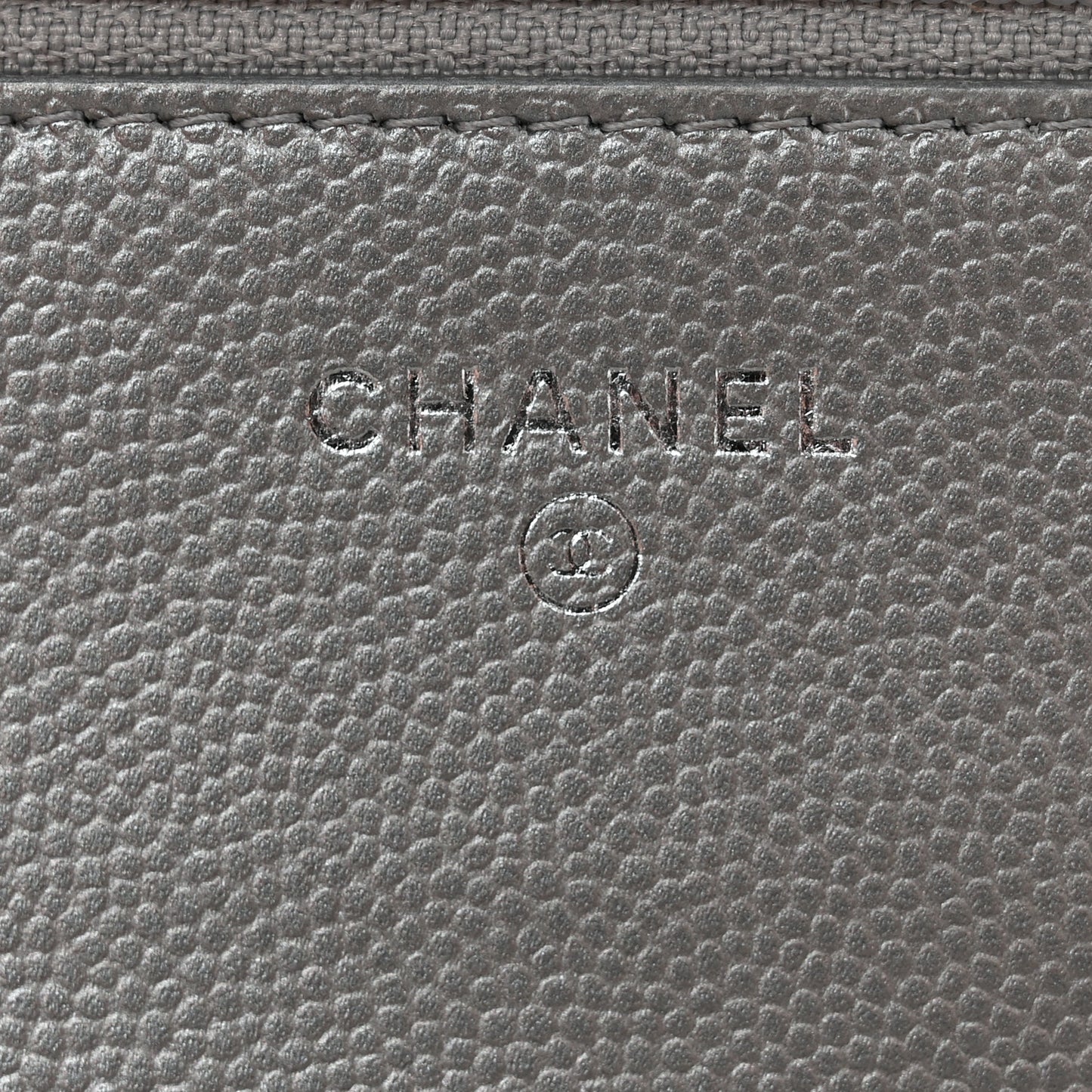 Metallic Caviar Chevron Quilted Boy Wallet On Chain WOC Silver