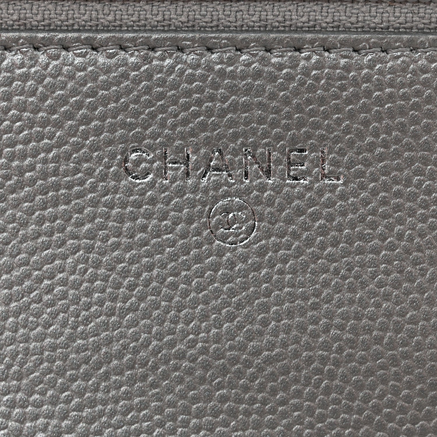 Chanel Metallic Caviar Chevron Quilted Boy Wallet On Chain WOC Silver 6 of 12