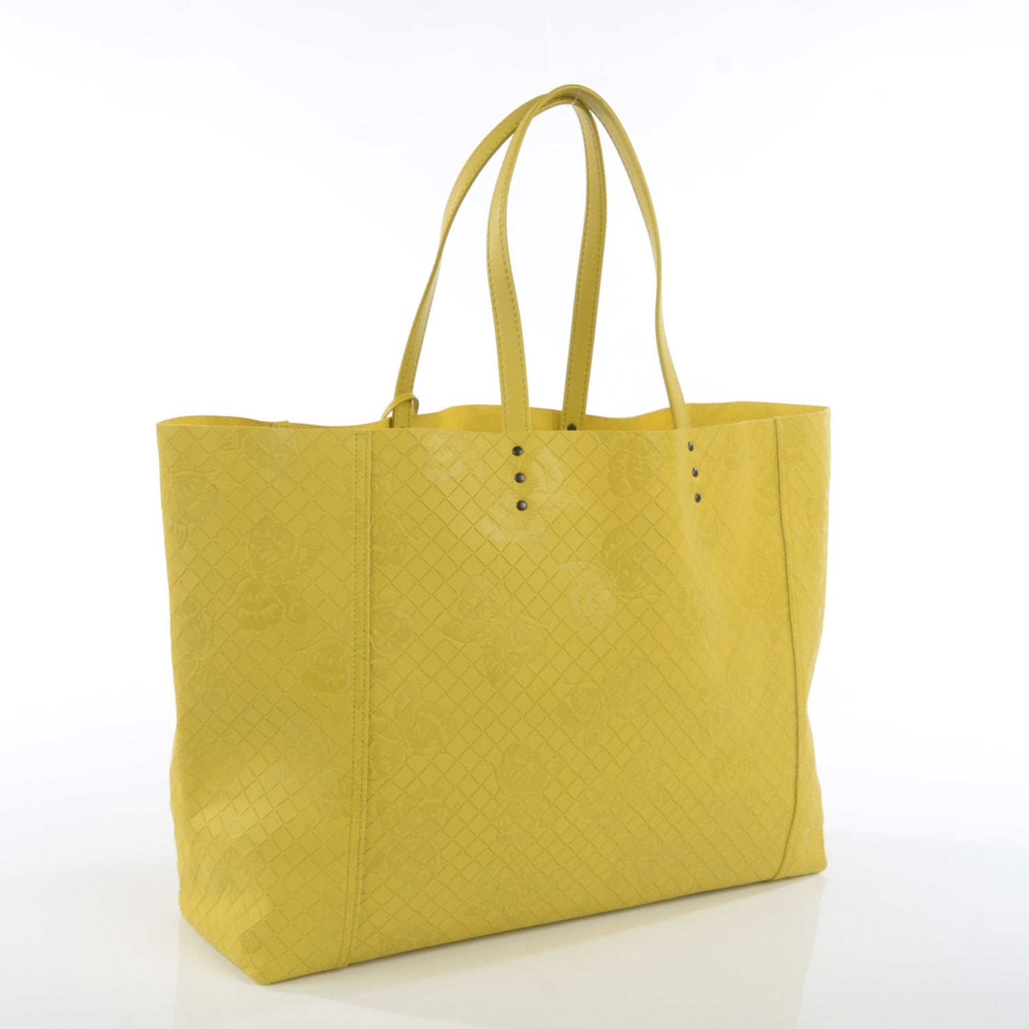 Bottega Veneta Calfskin Intrecciomirage Intarsio Large Tote Lime 3 of 8