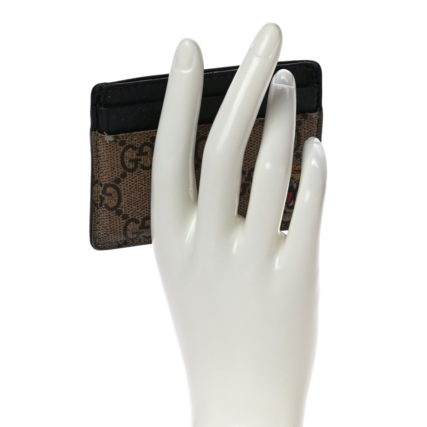 GG Supreme Monogram Tiger Print Card Holder Black
