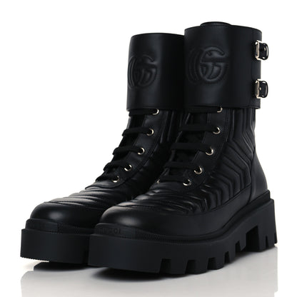 Gucci Nappa Frances GG Matelasse Platform Combat Boots 38 Black 3 of 9